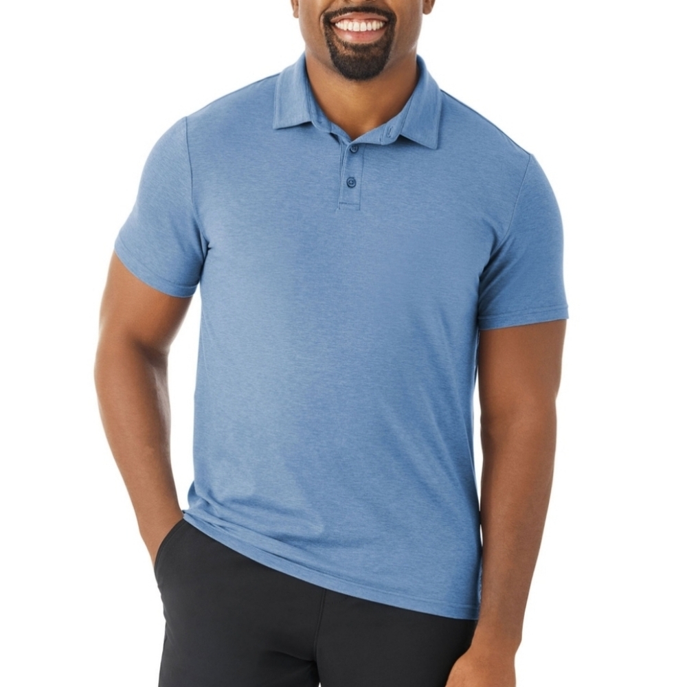 Men's Member's Mark 4 Way Stretch Favorite Soft Polo Blue Size L NWT